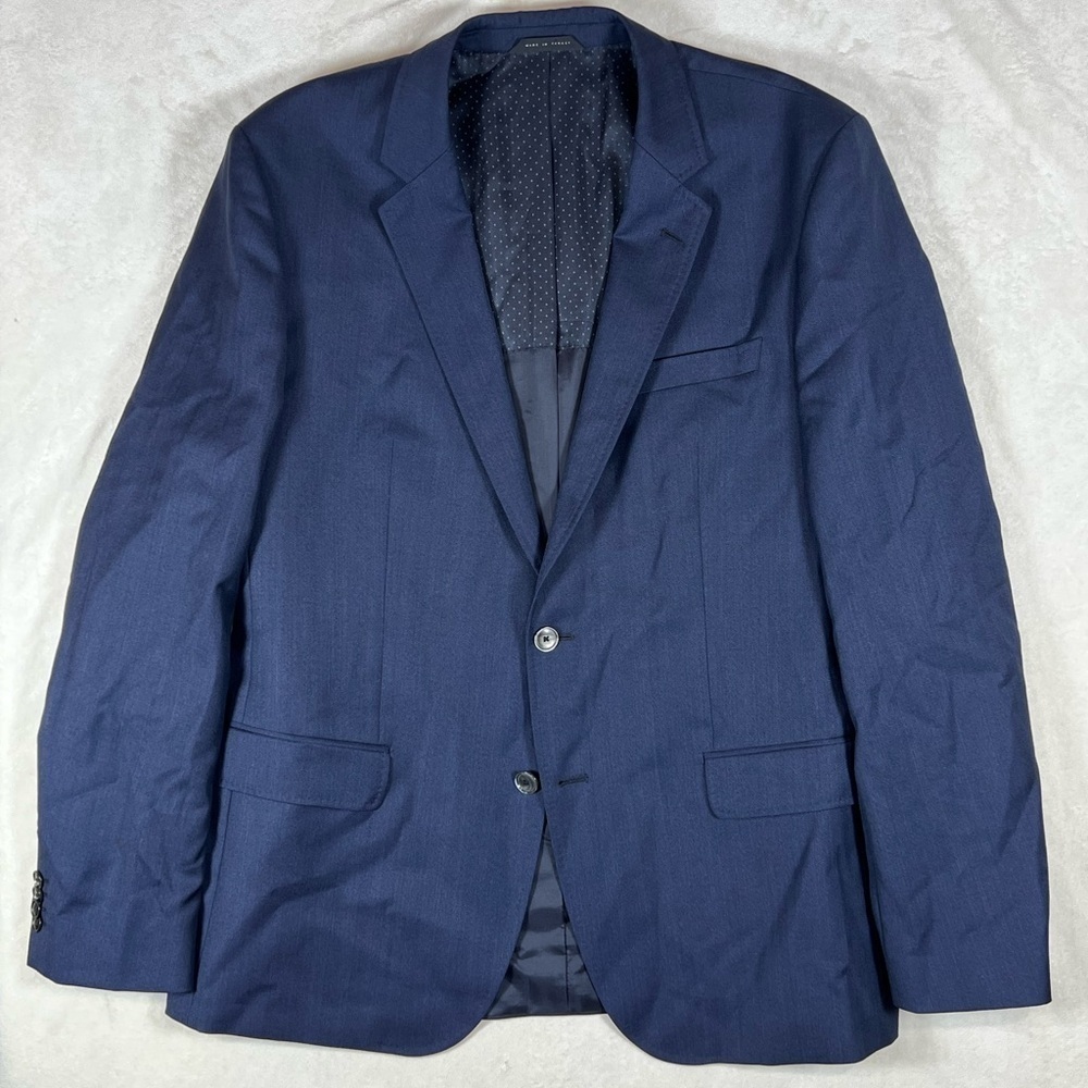 Hugo Boss 44R Blue Herringbone Unstructured Herringbone All Season Sport Coat